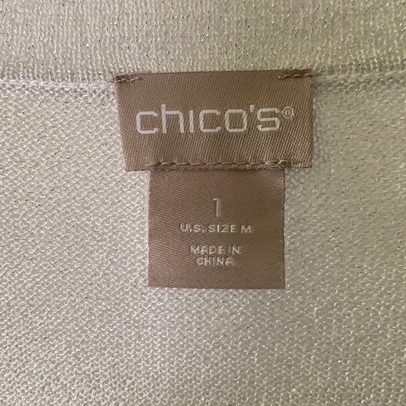 White/light grey whit shinny thread Cardigan Chico’s. Size 1 - Picture 2 of 6